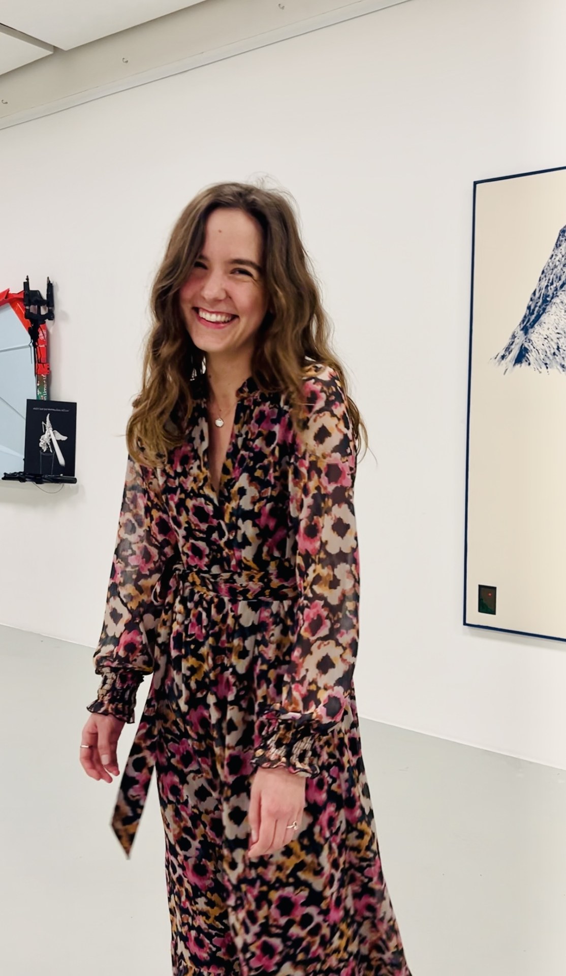 Sofie in the gallery during an art tour