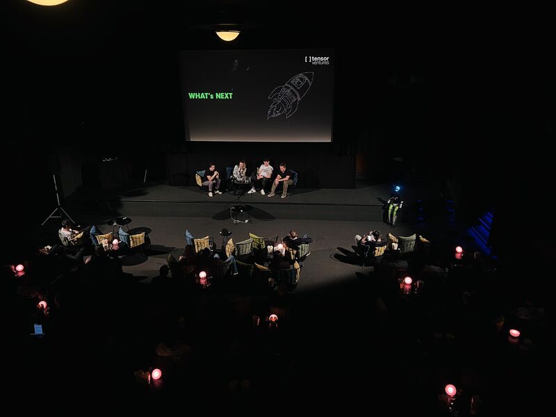 Audience and stage at the Tensor Ventures cinema gathering