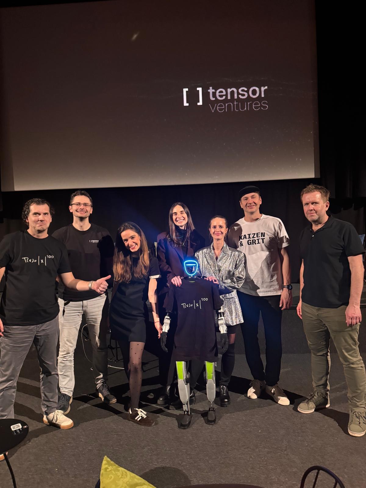 Guests and a humanoid co-moderator at the Tensor Ventures Annual LP Meeting